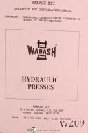 Wabash-Wabash MPI, 998 Hydraulic Press, Operation and Installation Manual Year (1995)-#998-01